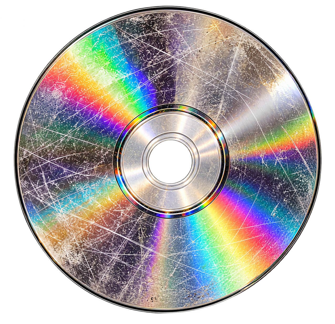 A scratched game disc before repair